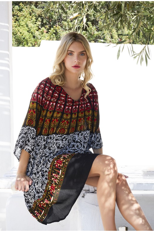 PONCHO SHORT MANDALA PRIMITIF IND/SIA